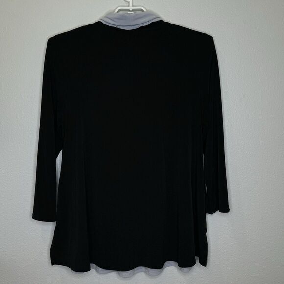 IC by Connie K Women's Tunic Top Size XL Black Gray Tie Cowl Neck Long Sleeve - Picture 4 of 7